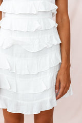 Freya Layered Ruffle Shift Dress White