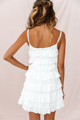 Freya Layered Ruffle Shift Dress White
