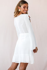 Yara Floral Embellished Fit and Flare Dress White