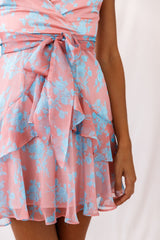 Kerry Layered Ruffle Cami Strap Dress Rose