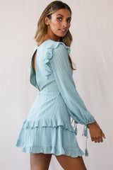 Yours Truly Bell Sleeve Ruffle Dress Sage