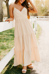 Dancing On Stars Striped Maxi Dress (Taupe)