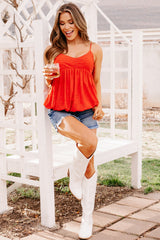 Nordic Nights Bubble Hem Tank Top (Red)