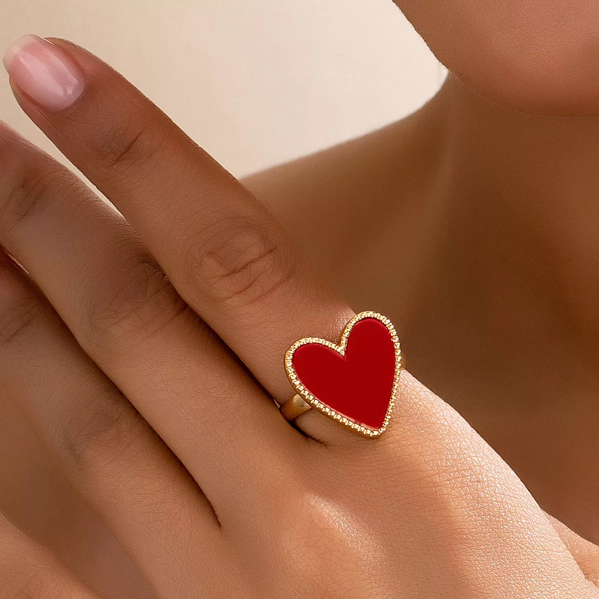 18K Gold-Plated Heart-Shaped Ring