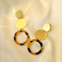 18K Gold-Plated Geometric Circle Dangle Earrings