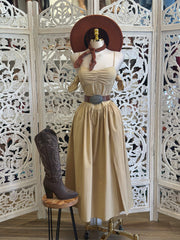 Soft Brown Corset Off Shoulder Midi Dress - Estira Poco, Slightly Stretchy