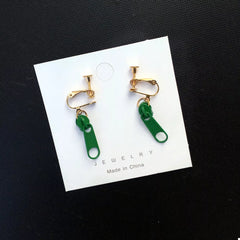 Zipper Dangle Clip-on Earrings