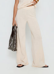 Calisse Knit Wide Leg Trousers Beige