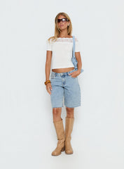 Cult Classic Longline Denim Shorts Light Blue Wash