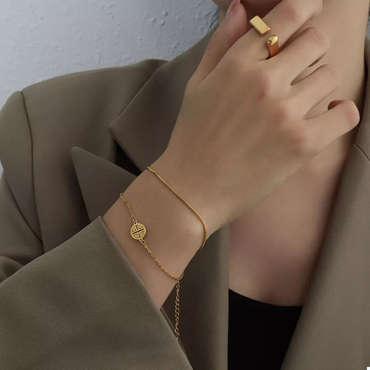 18K Gold-Plated Double Layered Bracelet