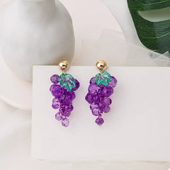 Grape Cluster Beaded Dangle Earrings