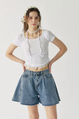 Kyla Wide Denim Shorts