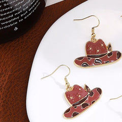 Cowboy Hat & Bottle Dangle Earrings