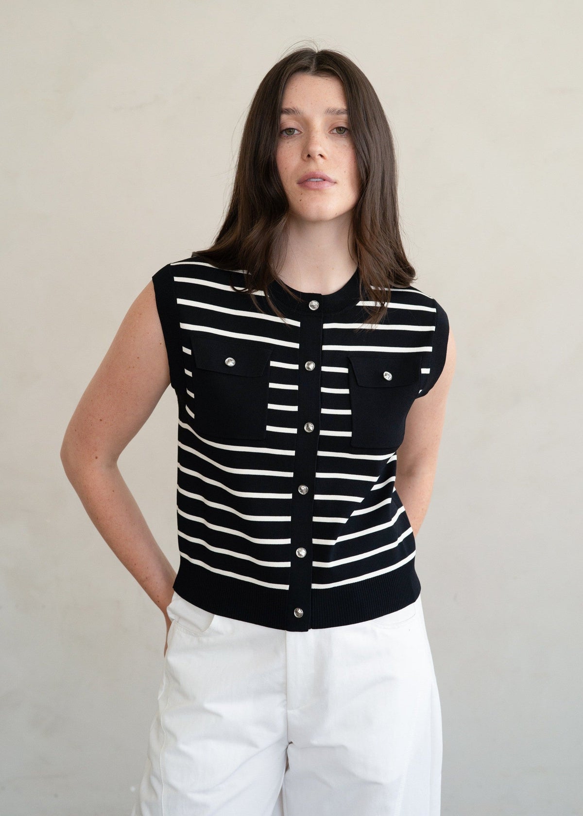 LOURDES STRIPED KNIT TOP