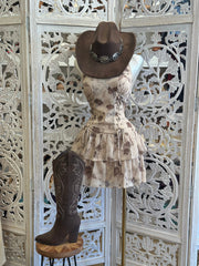 Brown Smocked Halter Mini Dress- Stretchy, Estira