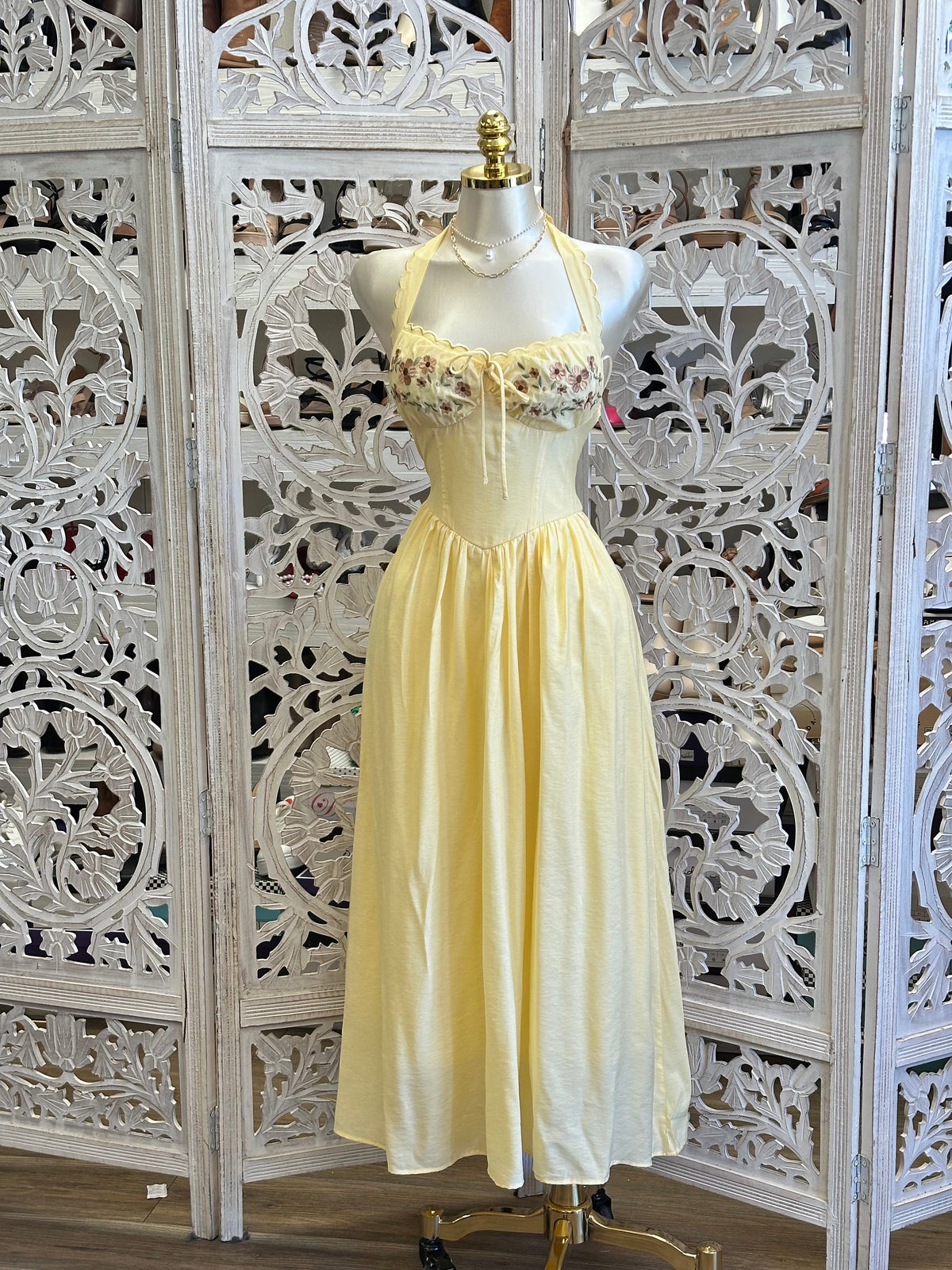 Butter Embroidered Midi Dress -Stretchy, Estira