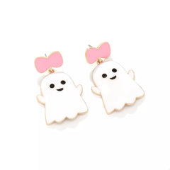 Halloween Ghost Dangle Earrings with Bow