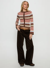 Kenza Wide Leg Corduroy Trousers Brown