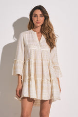 Clara Dress Natural Gold Arrow Print
