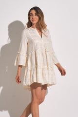 Clara Dress Natural Gold Arrow Print