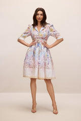 Peggy Floral Print Short Sleeve Mini Dress