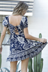 Lauren Smocked Tie-Back Mini Dress