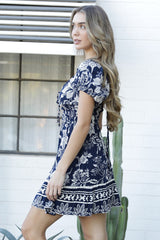 Lauren Smocked Tie-Back Mini Dress