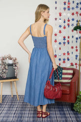 All-American Charm Denim Maxi Dress