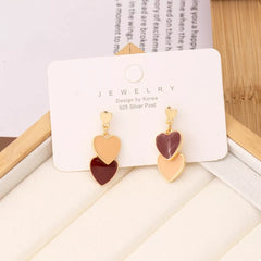 Sweet Doubl Heart Drop Earrings