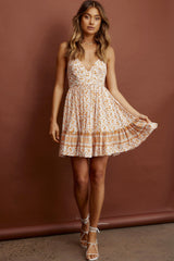 Go Get It Halterneck Sun Dress Floral Orange