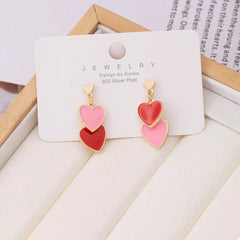 Sweet Doubl Heart Drop Earrings