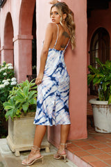 Show Me Love Cowl Neck Midi Dress Tie-Dye Blue