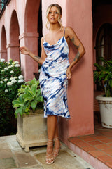 Show Me Love Cowl Neck Midi Dress Tie-Dye Blue