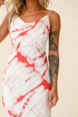 Show Me Love Cowl Neck Midi Dress Tie-Dye Red