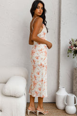 Show Me Love Cowl Neck Midi Dress Watercolor Floral Print Pink