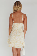Promise Me Ruched Bust Pintuck Pleat Detail Dress Floral Yellow