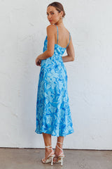 Suki Front Split Midi Dress Lily Blue
