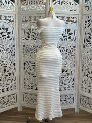 Ivory Boat Neck Mini Ruffle Shell Dress- Slightly Stretchy, Estira Poco