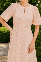 RHS Printed Cape Sleeved Dress | Blush