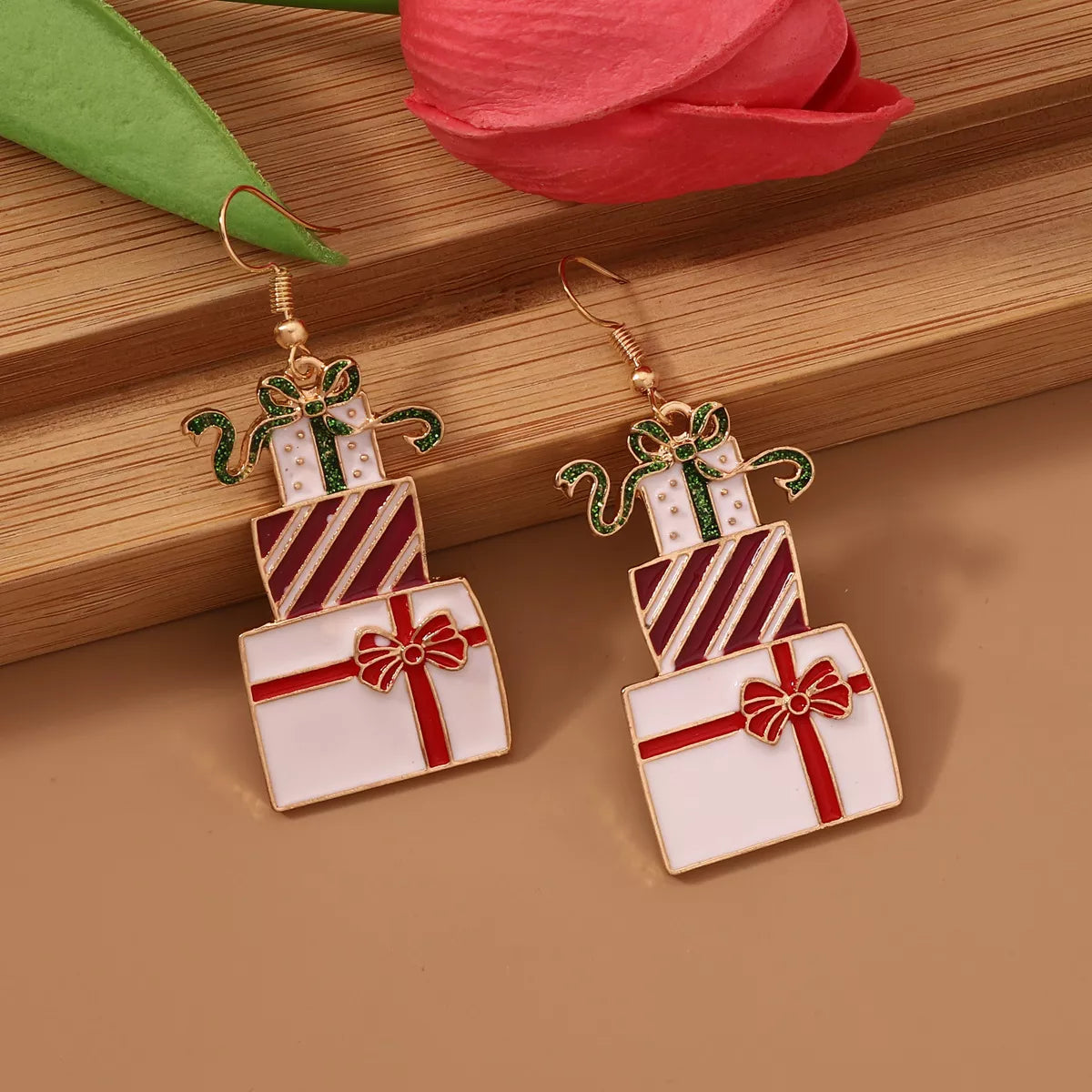 Christmas Gift Box Dangle Earrings
