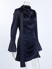 Mock Neck Flounce Sleeve Dress