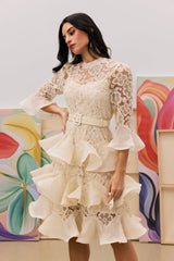 Kathy Floral Lace Tiered Mini Dress
