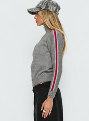 Caysey Zip Through Knit Jumper Grey