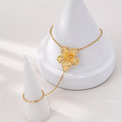 18K Gold-Plated Chain Flower Bracelet