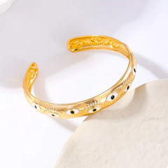 Evil Eye Open Bangle Bracelet