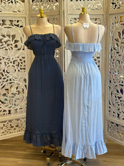 Shades of Blue Maxi Dress- Estira, Stretchy