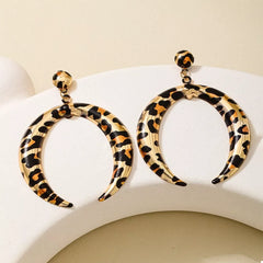 Leopard Crescent Dangle Earrings