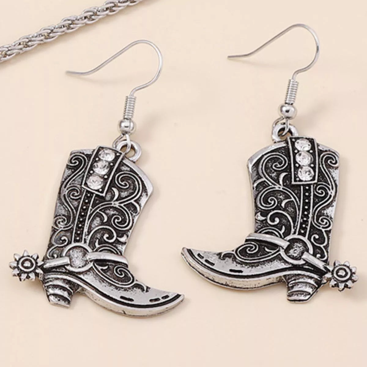 Vintage Western Cowboy Boot Dangle Earrings