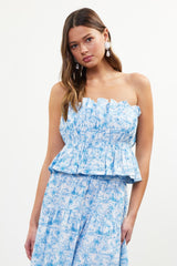 VALERIE PLEATED STRAPLESS TOP