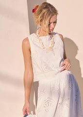 LENA SLEEVELESS EYELET TOP